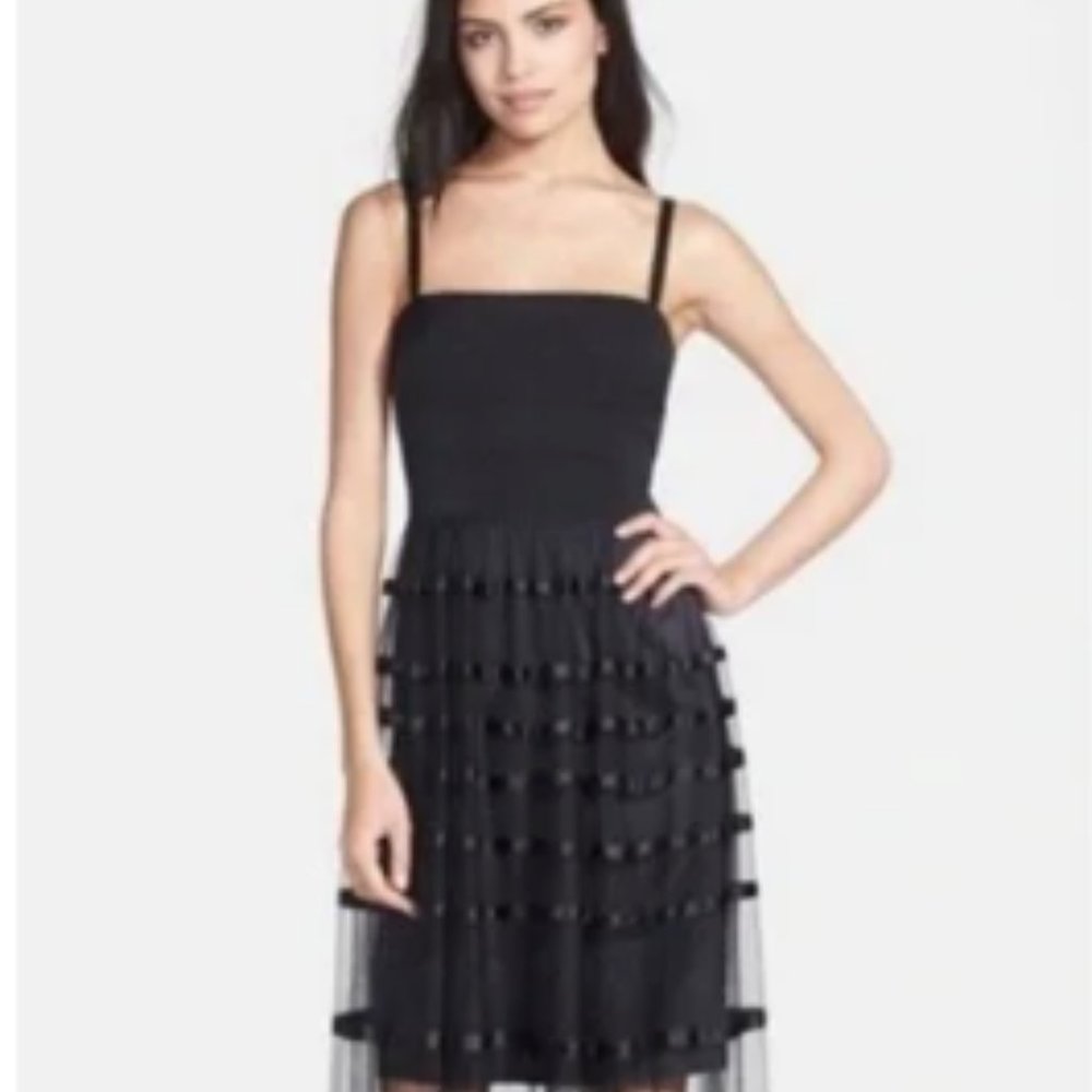 Vera Wang Illusion Stripe Mesh Tulle Gown Maxi Dress Size 8